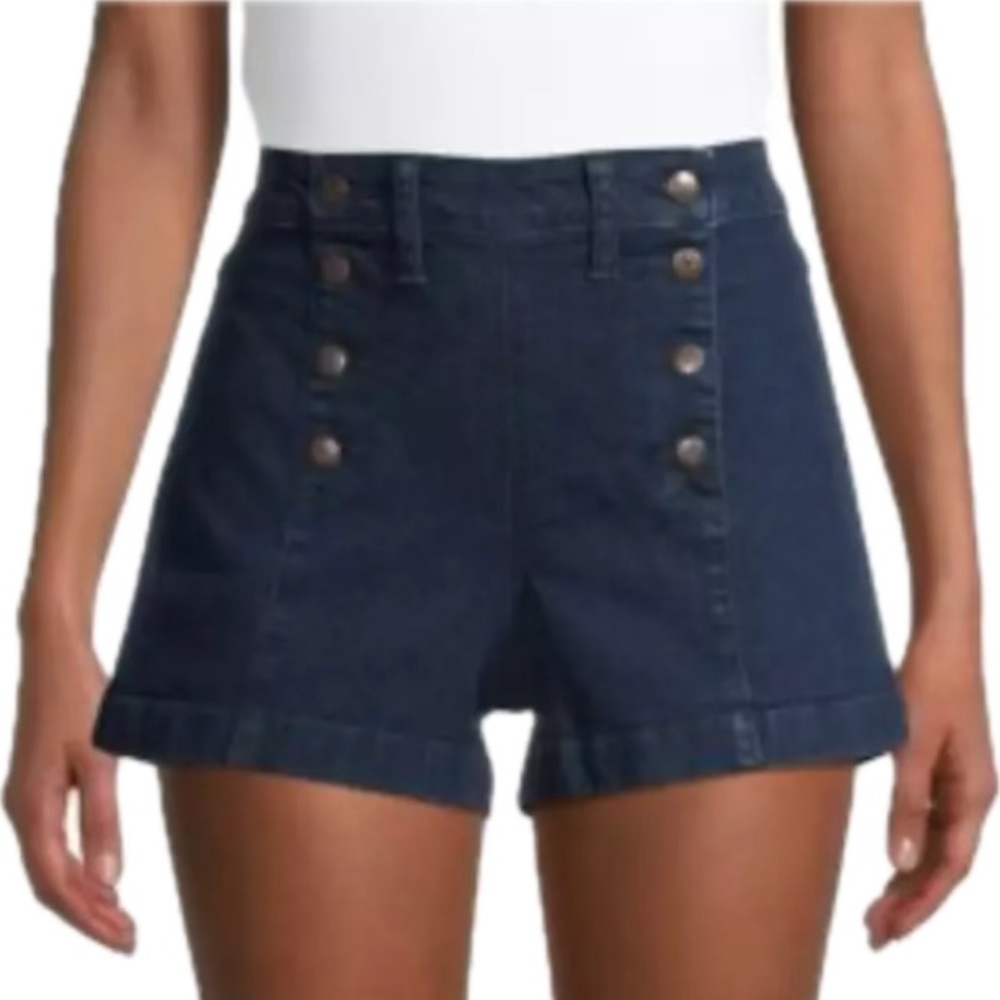 Happily Grey High Rise Sailor Shorts – Dark Wash Denim Size 7/28 NWT